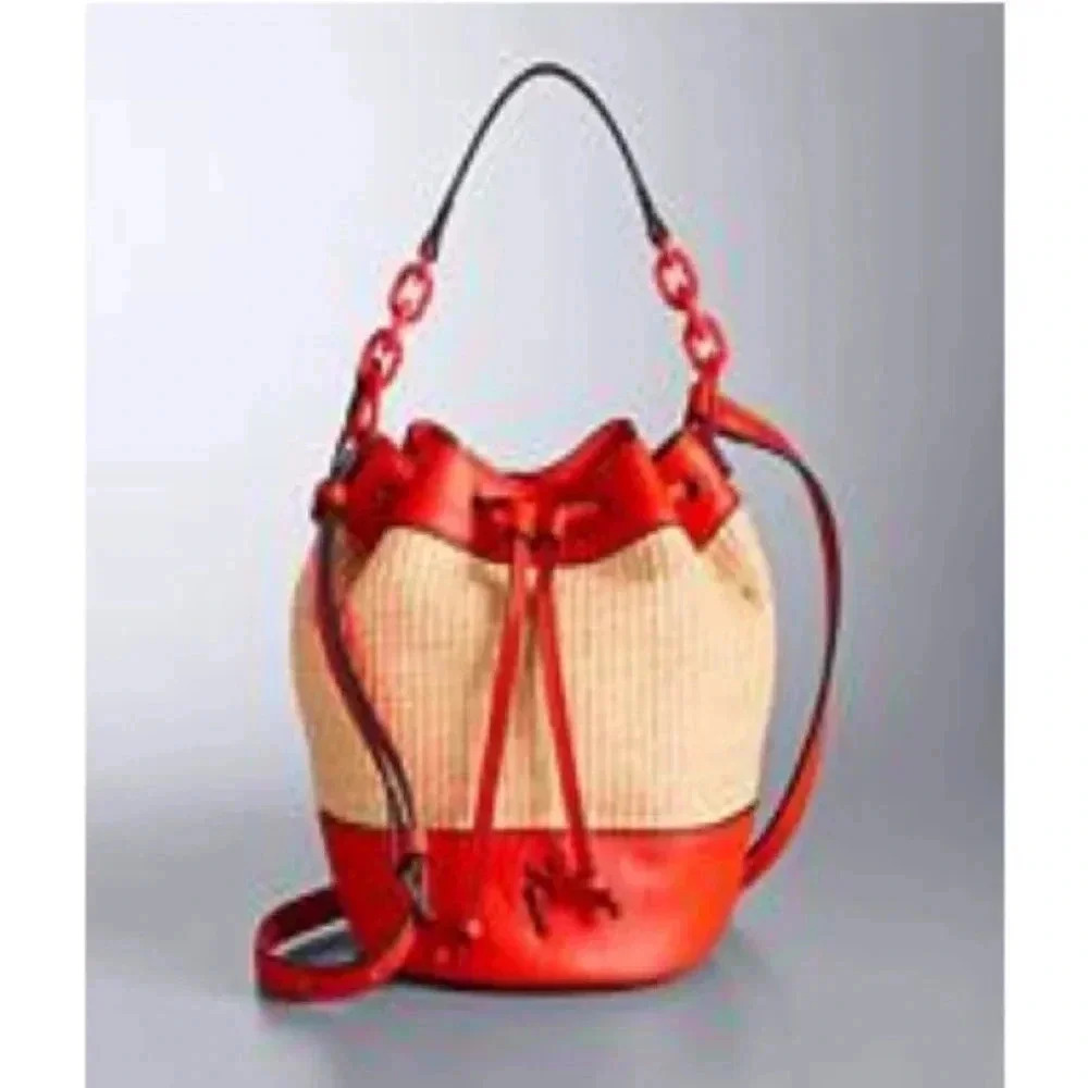 Simply Vera Vera Wang Straw bucket Bag - Natural Orange Straw